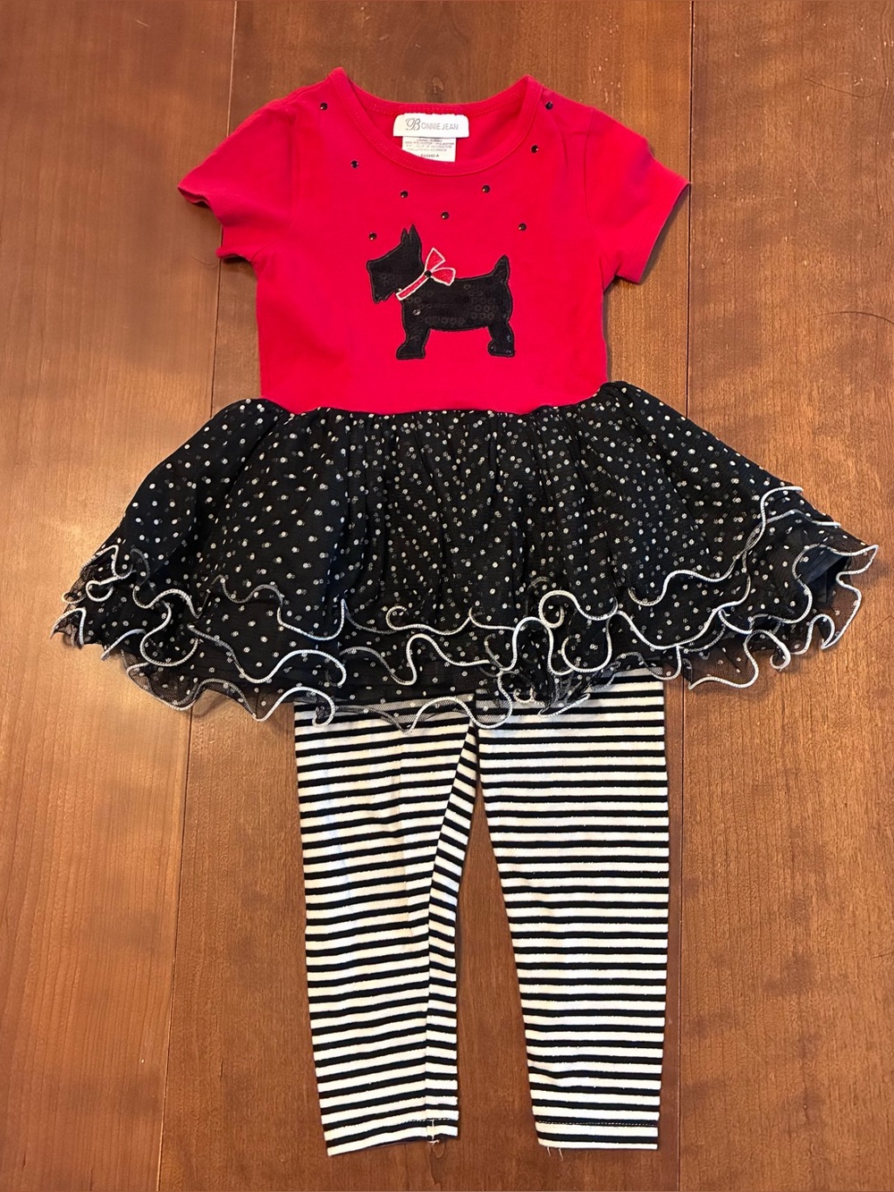 2T Bonnie Jean Scottie dog tulle dress